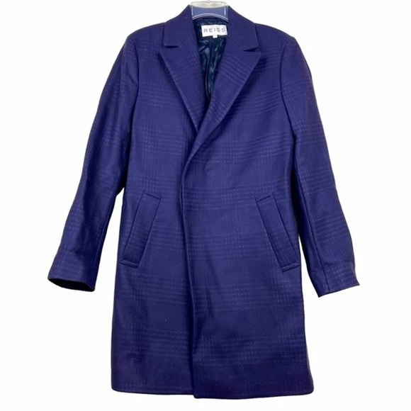 Reiss Rare Plaid Wool Structured Button Long Fall Coat